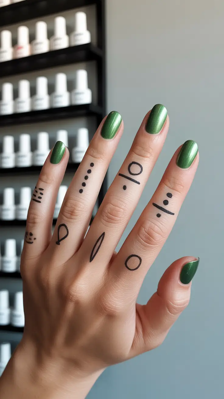 New Short Acrylic Nails 2026 Metallic Green