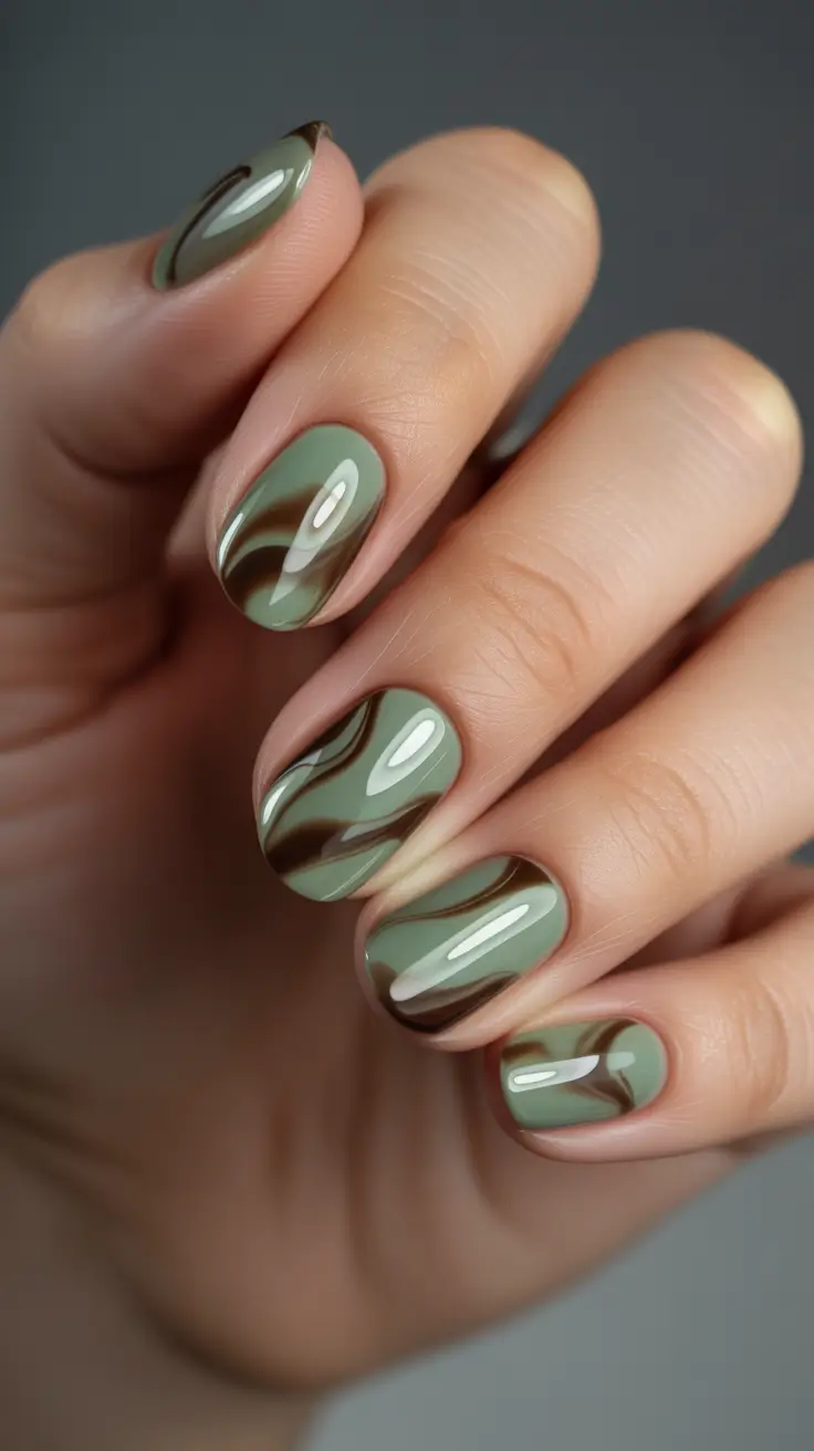 New Short Acrylic Nails 2026 Olive Waves