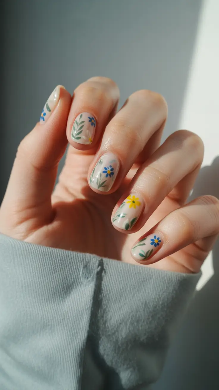 Nude Nails for Work 2026 Floral