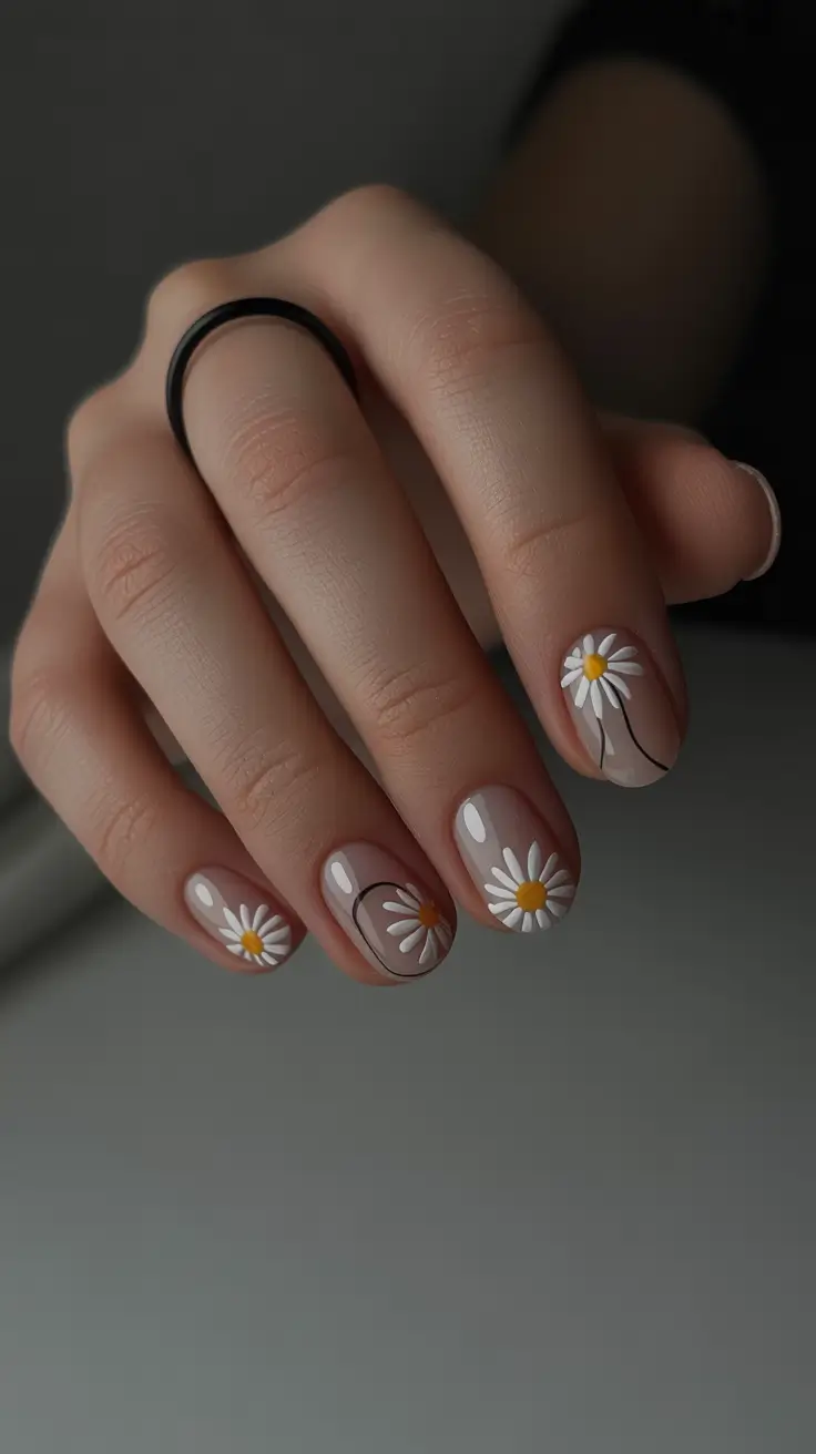 Nude Nails for Work 2026 Daisy Nude