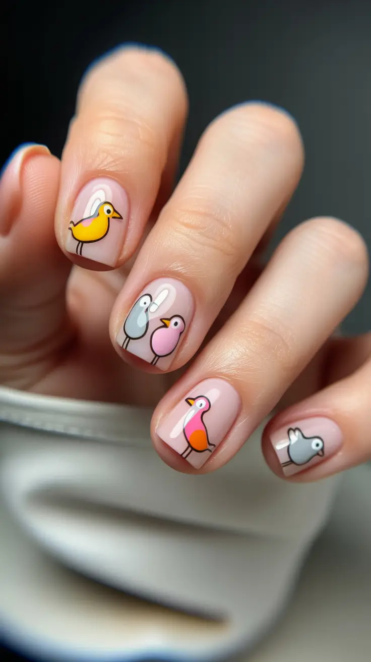 Nude Nails for Work 2026 Micro Bird Design