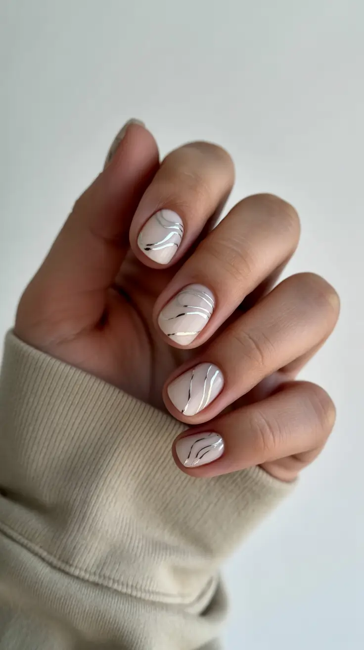 Nude Nails for Work 2026 Abstract Lines