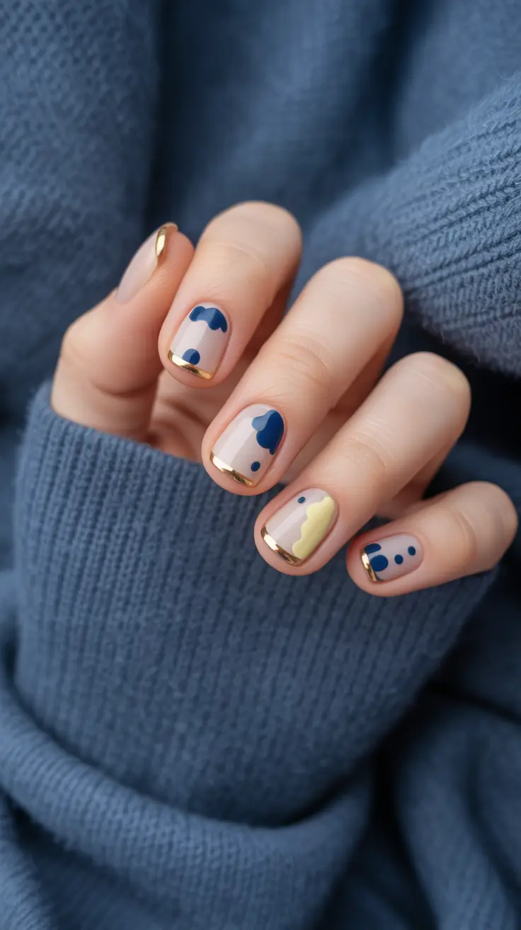 Nude Nails for Work 2026 Blue Gold Nude