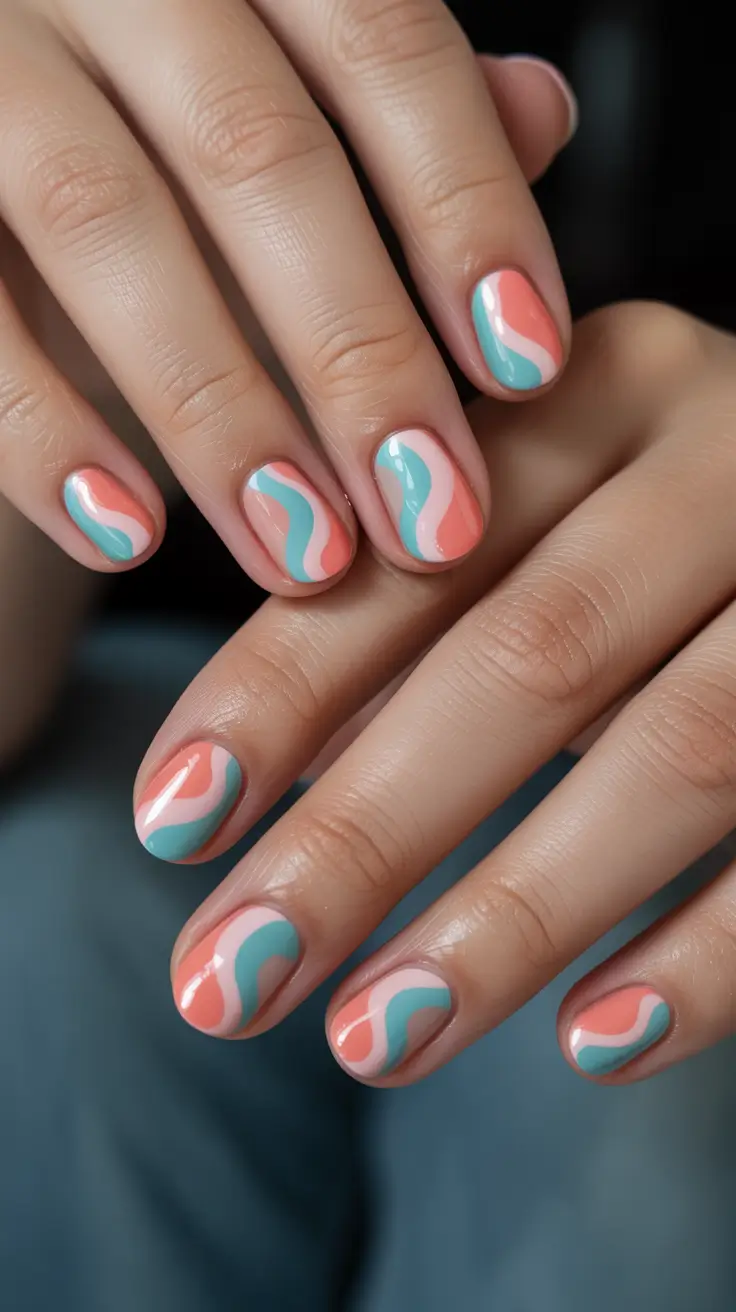 Nude Nails for Work 2026 Peach Nude Waves