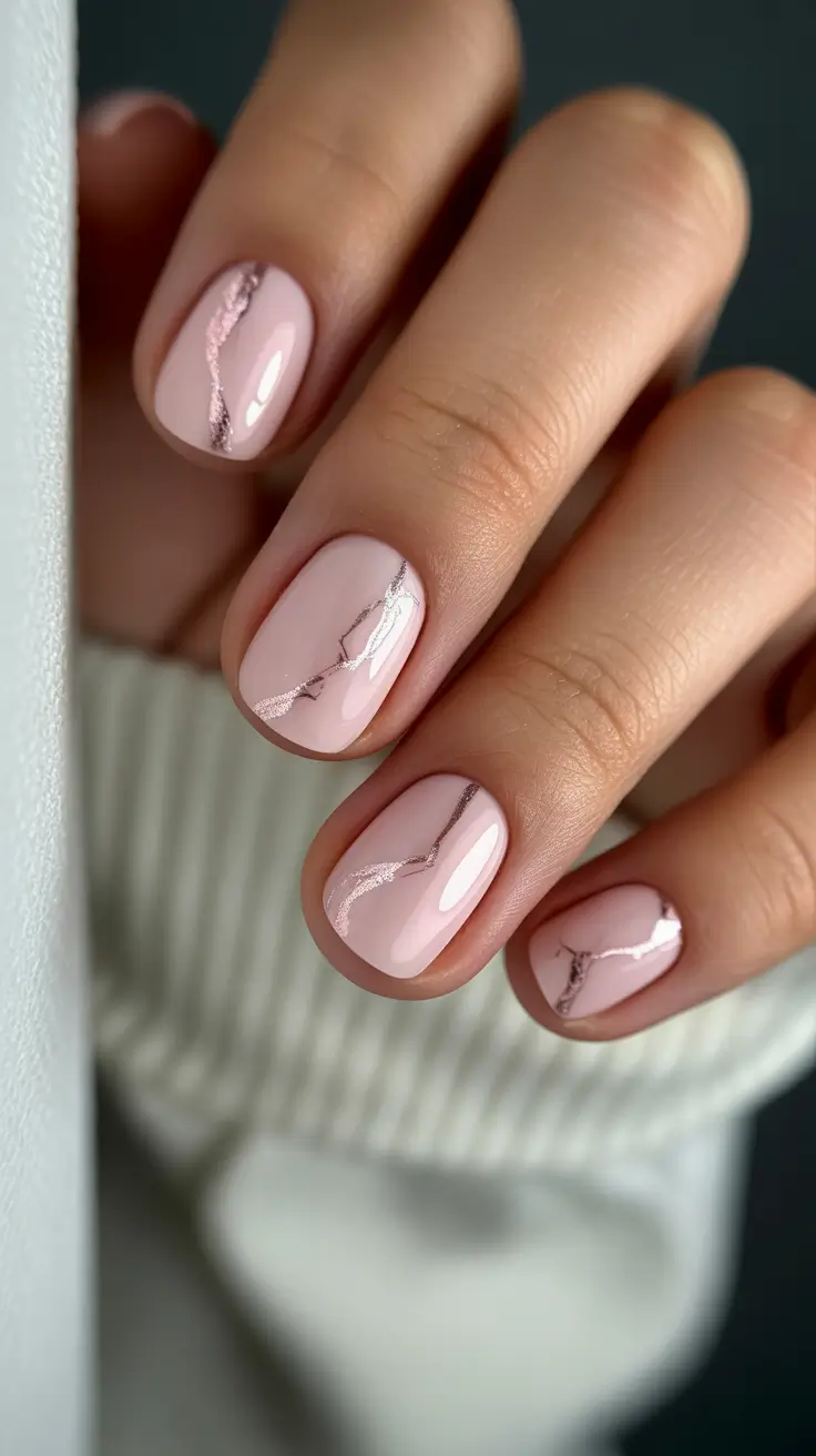 Nude Nails for Work 2026 Rose Metallic