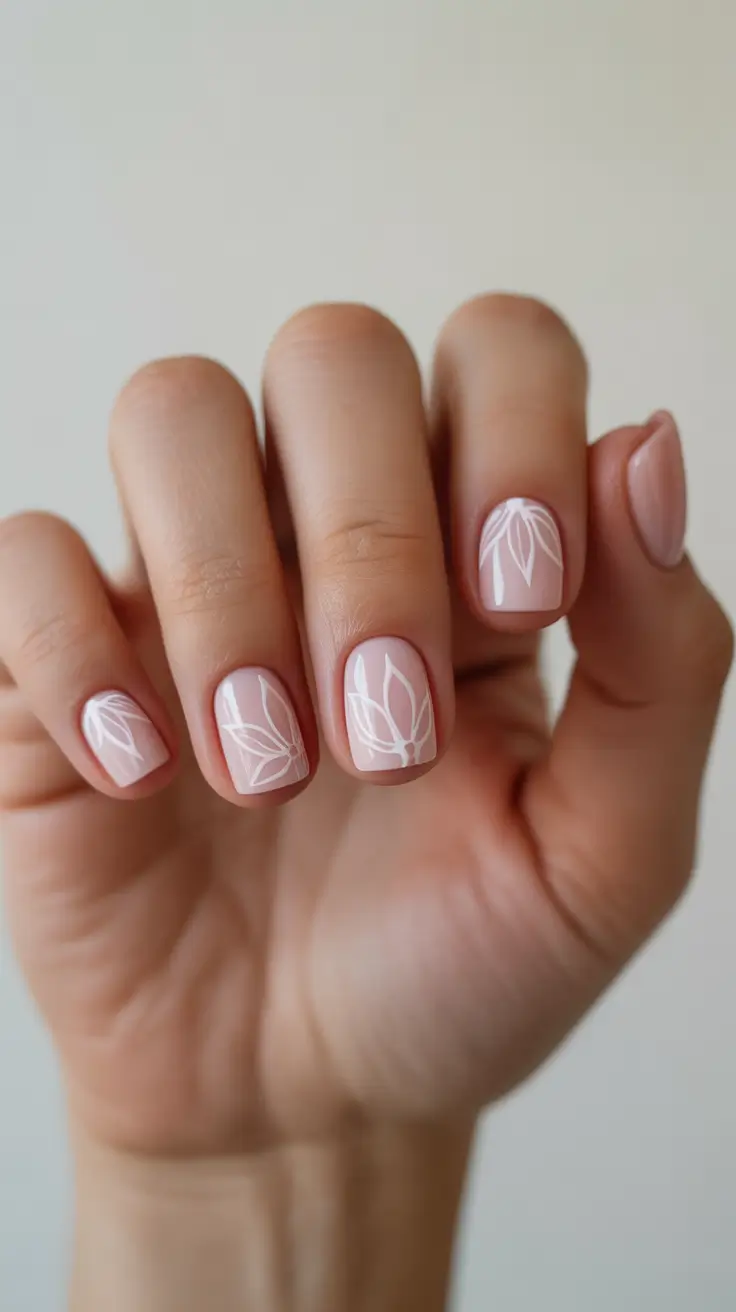Nude Nails for Work 2026 White Line Art