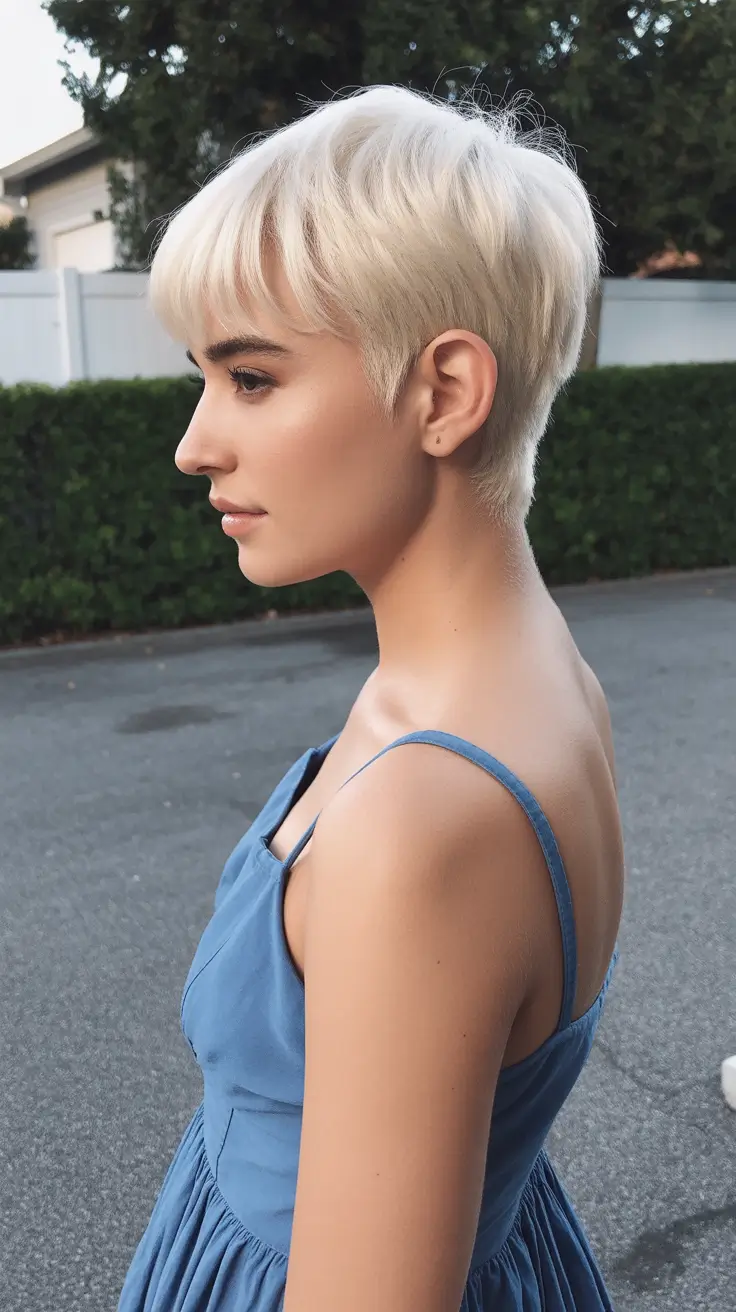 pixie hairstyles 2026 Icy Blonde Pixie With Clean Lines