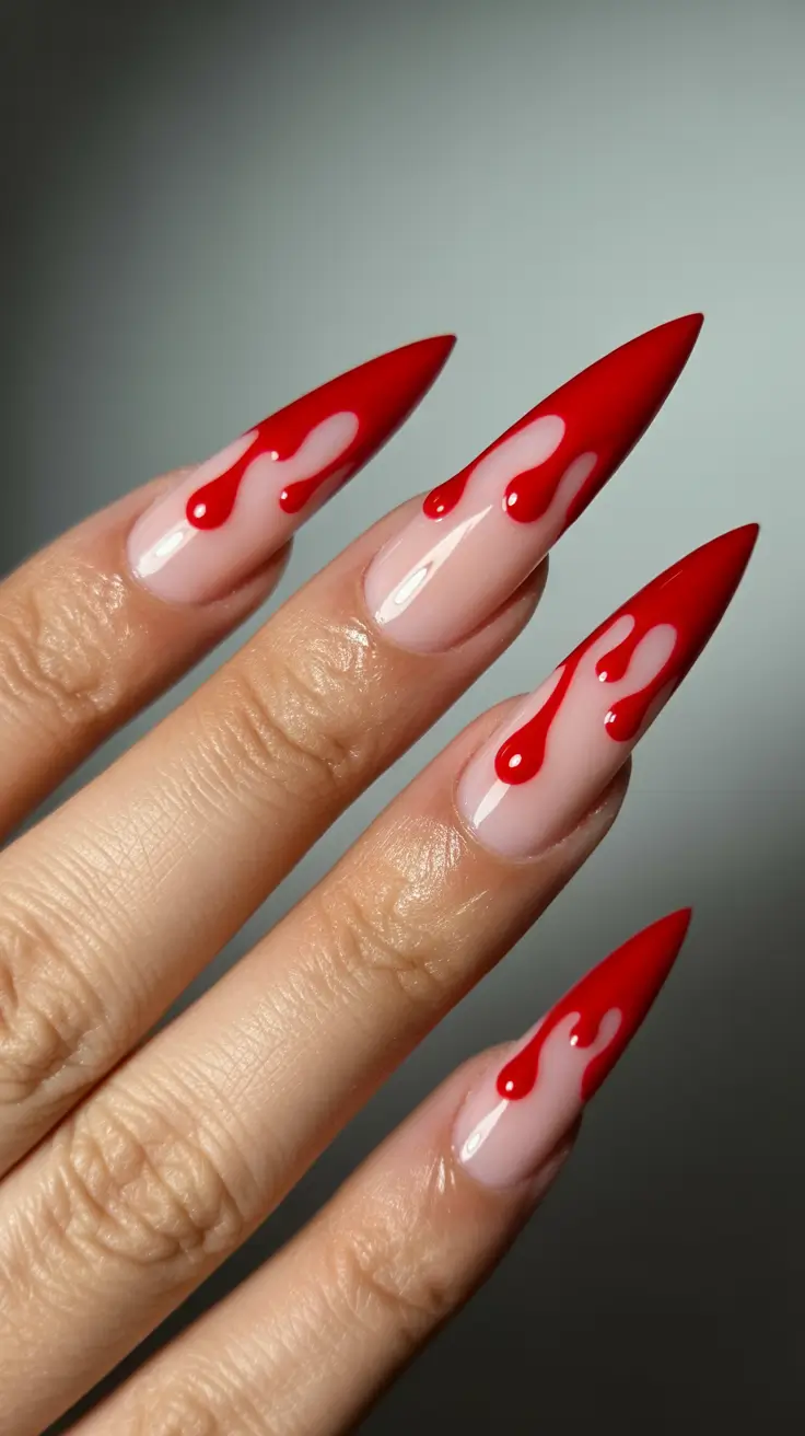 Red Nails 2026 Drip French