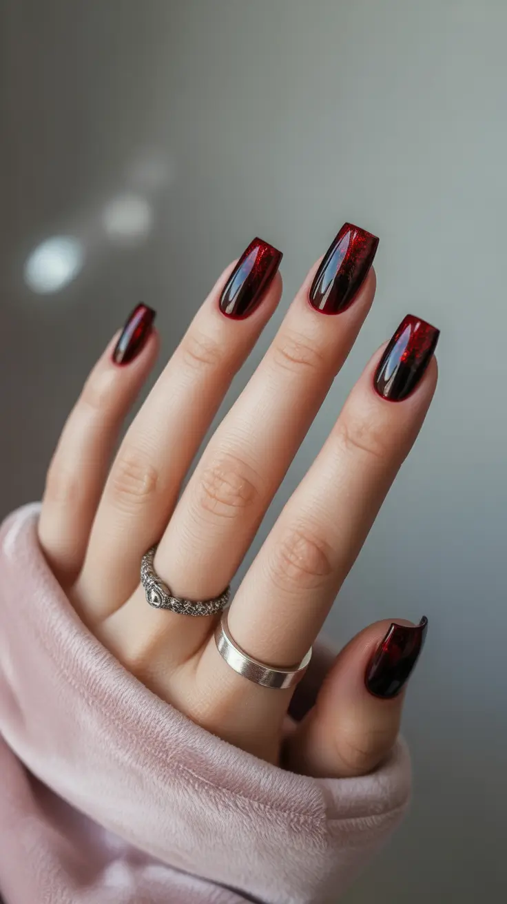 Red Nails 2026 Dark Red Cat Eye