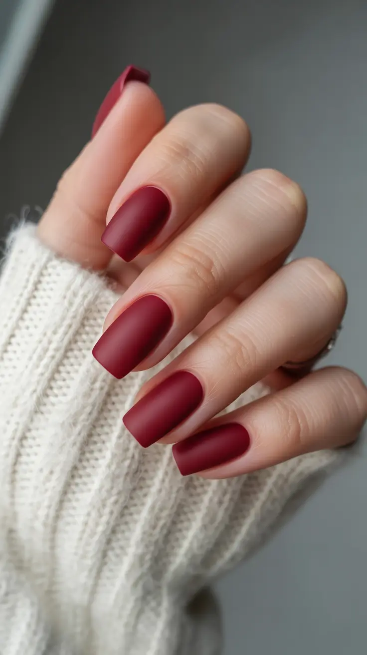 Red Nails 2026 Matte Burgundy