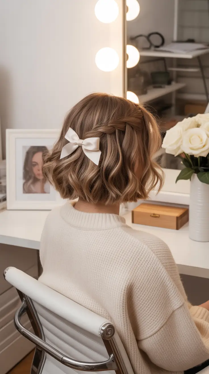 Short hair bow braid hairstyle ideas 2026