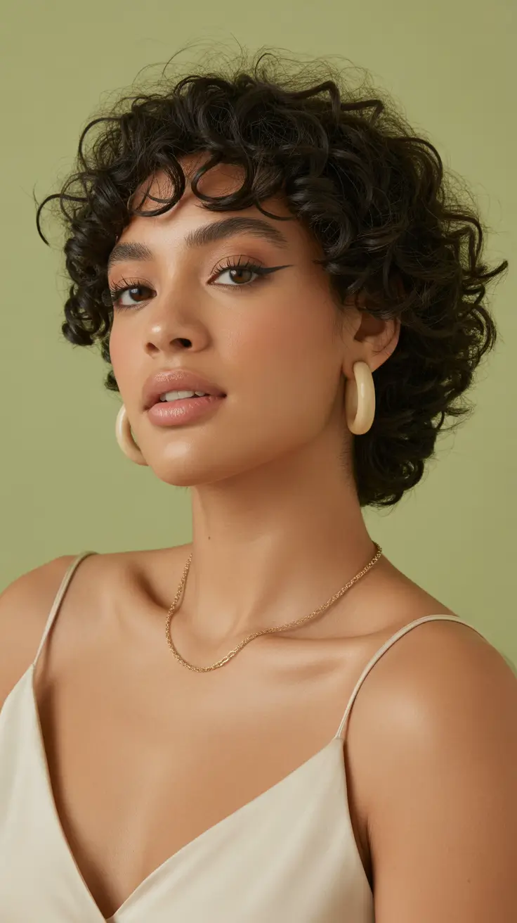 Curly natural short hairstyle 2026