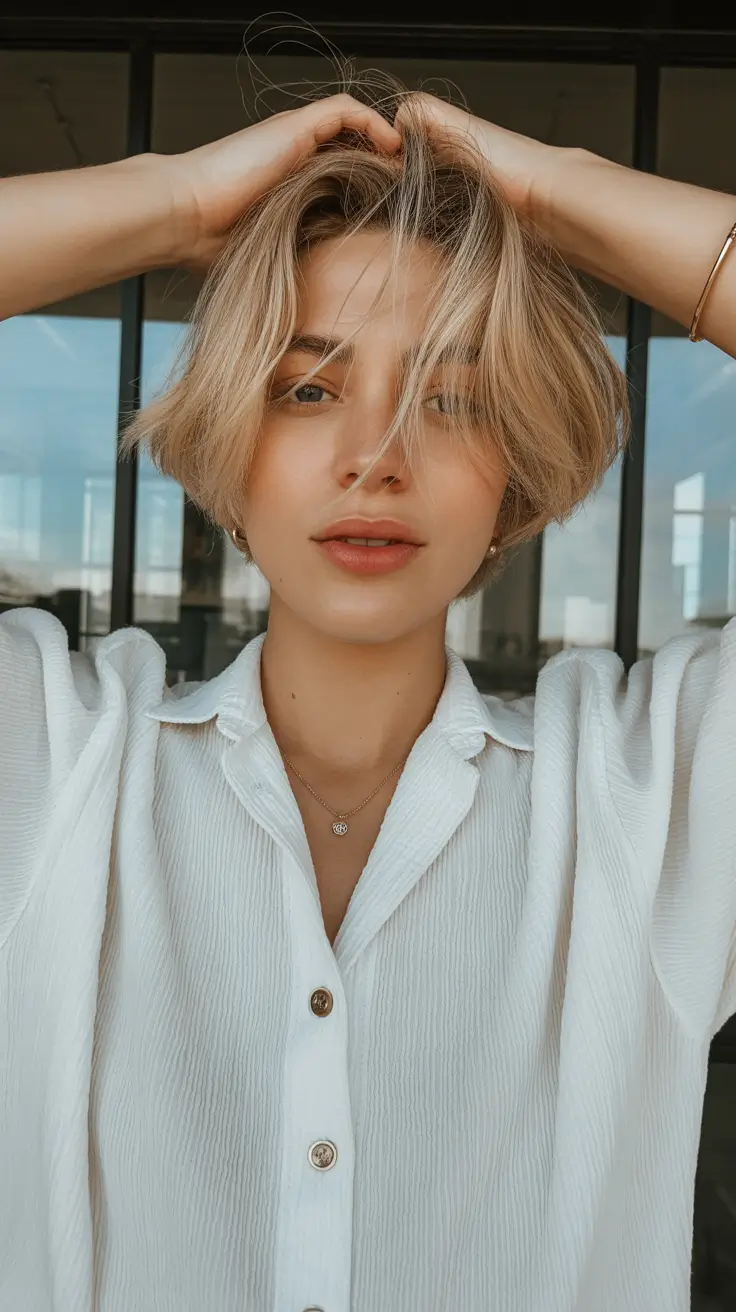 Short Haircuts 2026 Airy Bob with Curtain Bangs