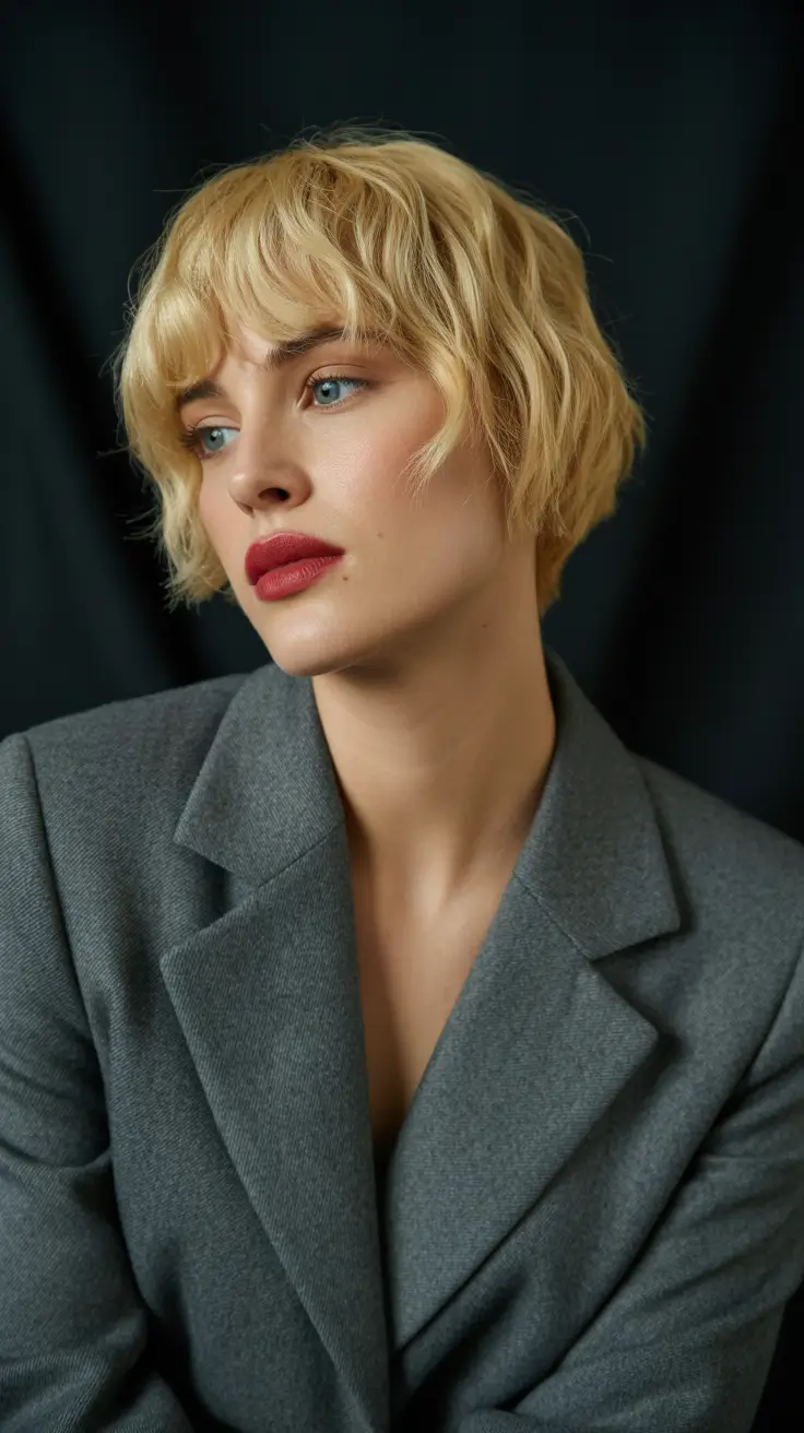 Short Haircuts 2026 Soft Blonde Crop with Fringe
