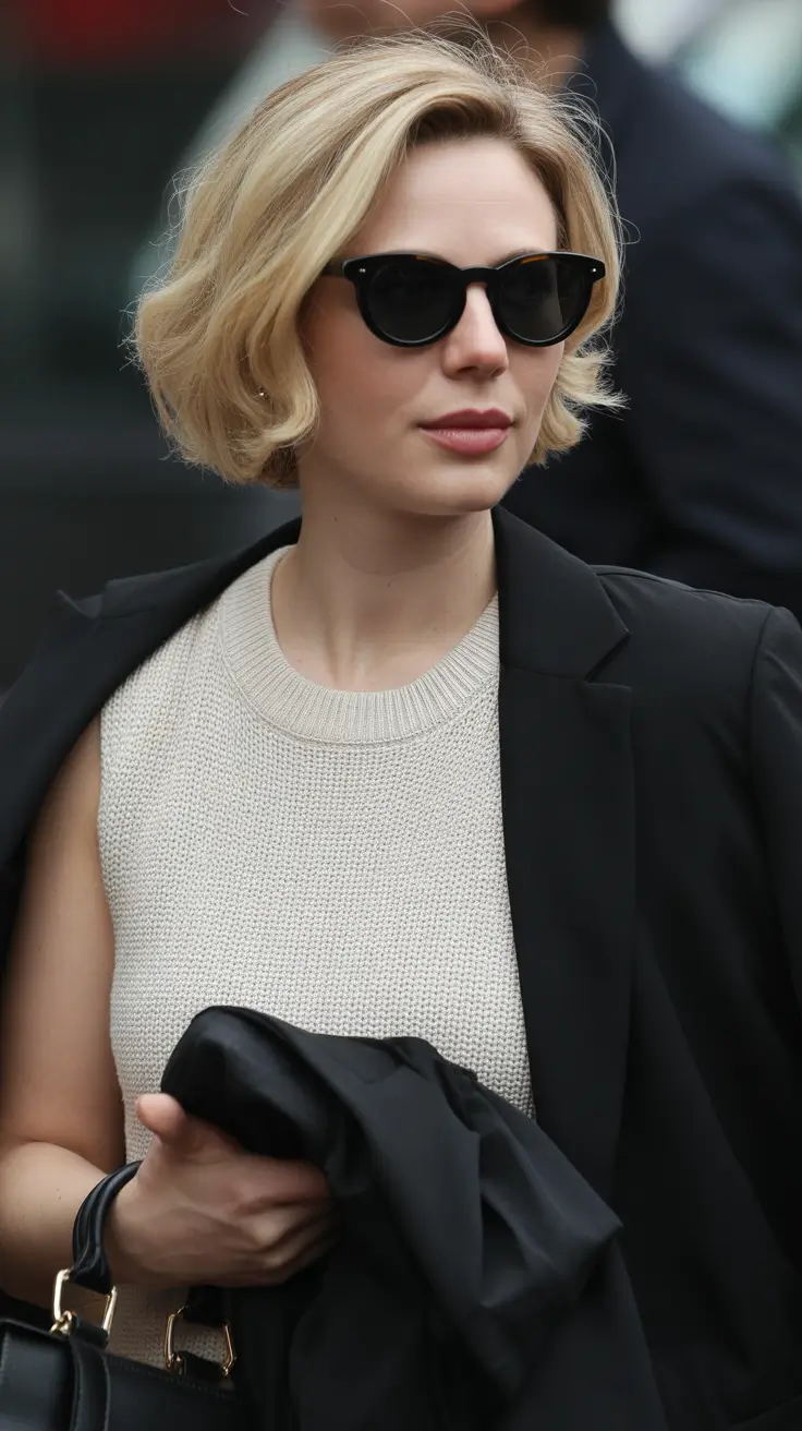 Short Haircuts 2026 Classic Blonde Bob with Minimal Volume