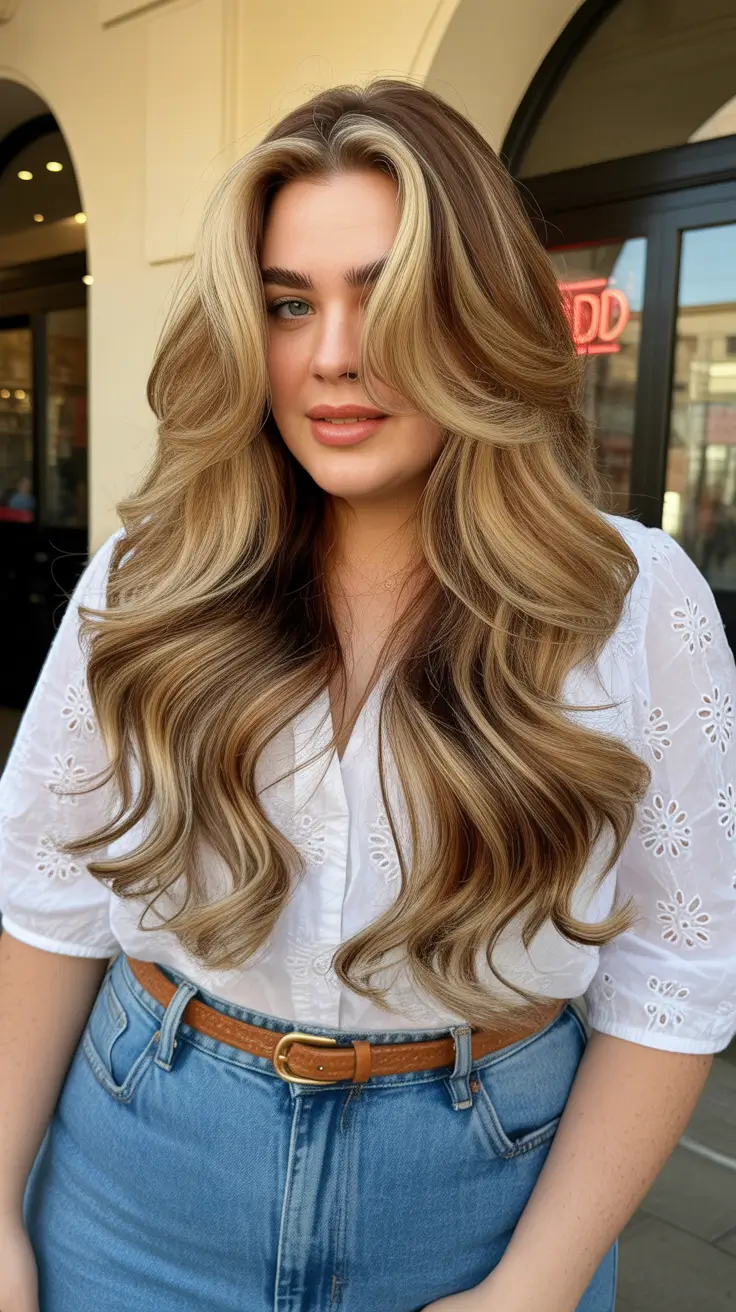 Haircuts for Plus Size Women 2026 Face Framing Balayage with Full Volume