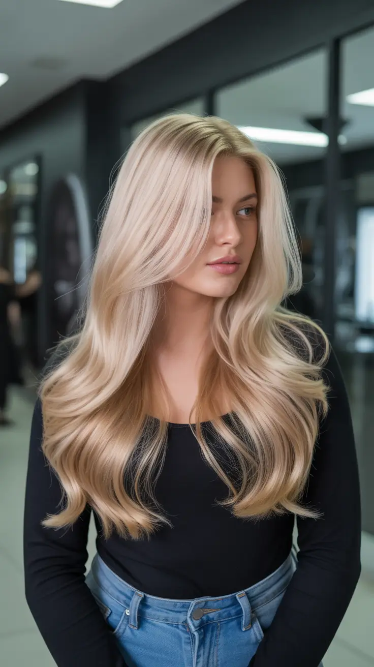 Haircuts for Plus Size Women 2026 Buttercream Blonde with Long Silky Layers