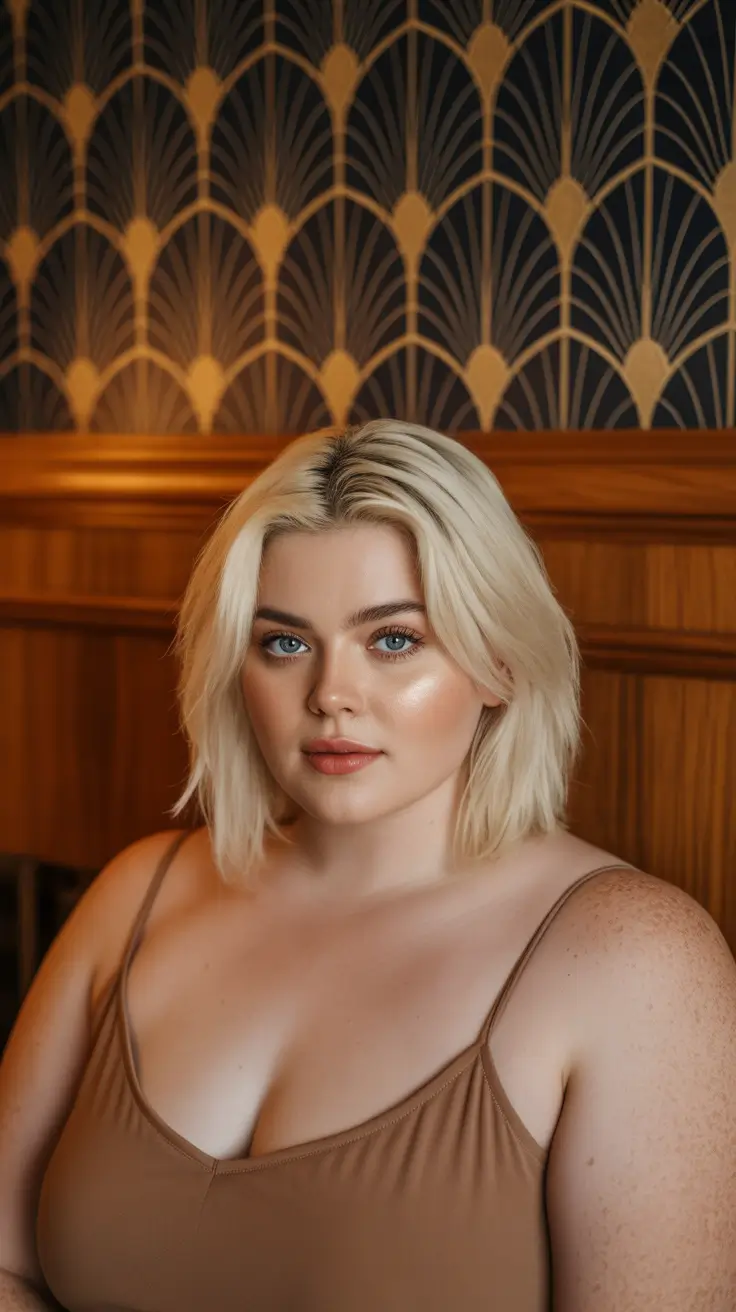 Haircuts for Plus Size Women 2026 Creamy Platinum Bob for Minimalist Glam