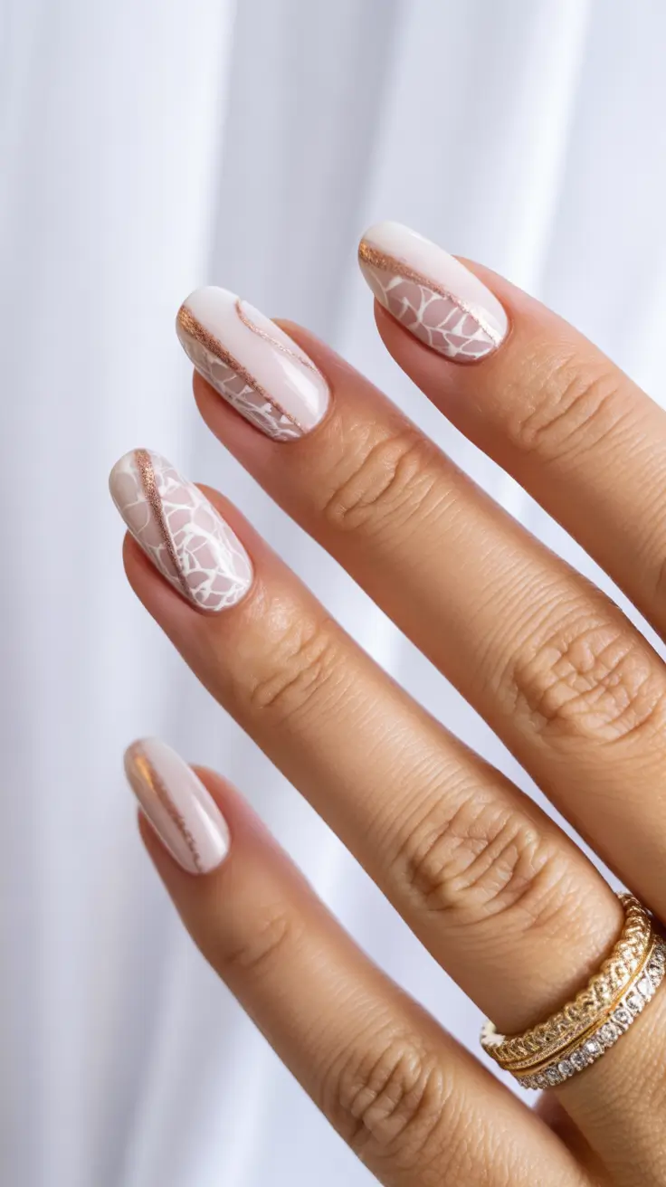 Square Nail Designs 2026 White Nails Gold Line Art