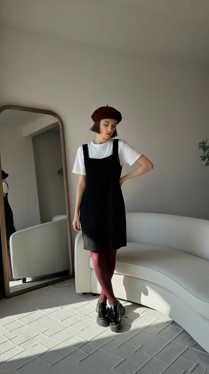 basic outfits 2026 chic casual beret