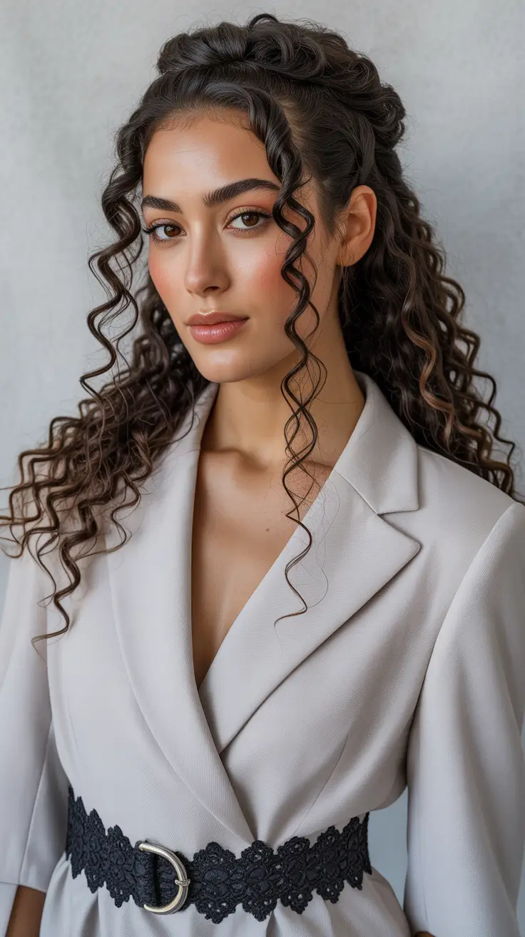 Curly hairstyle 2026 Half up half