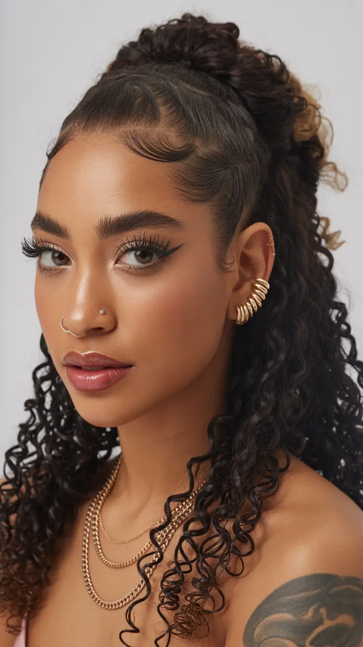 Curly hairstyle 2026 Half Up Half Down