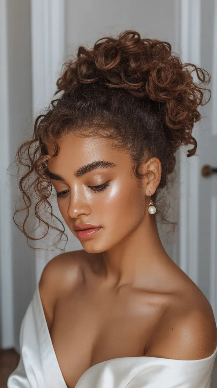 Curly hairstyle 2026 High Bun