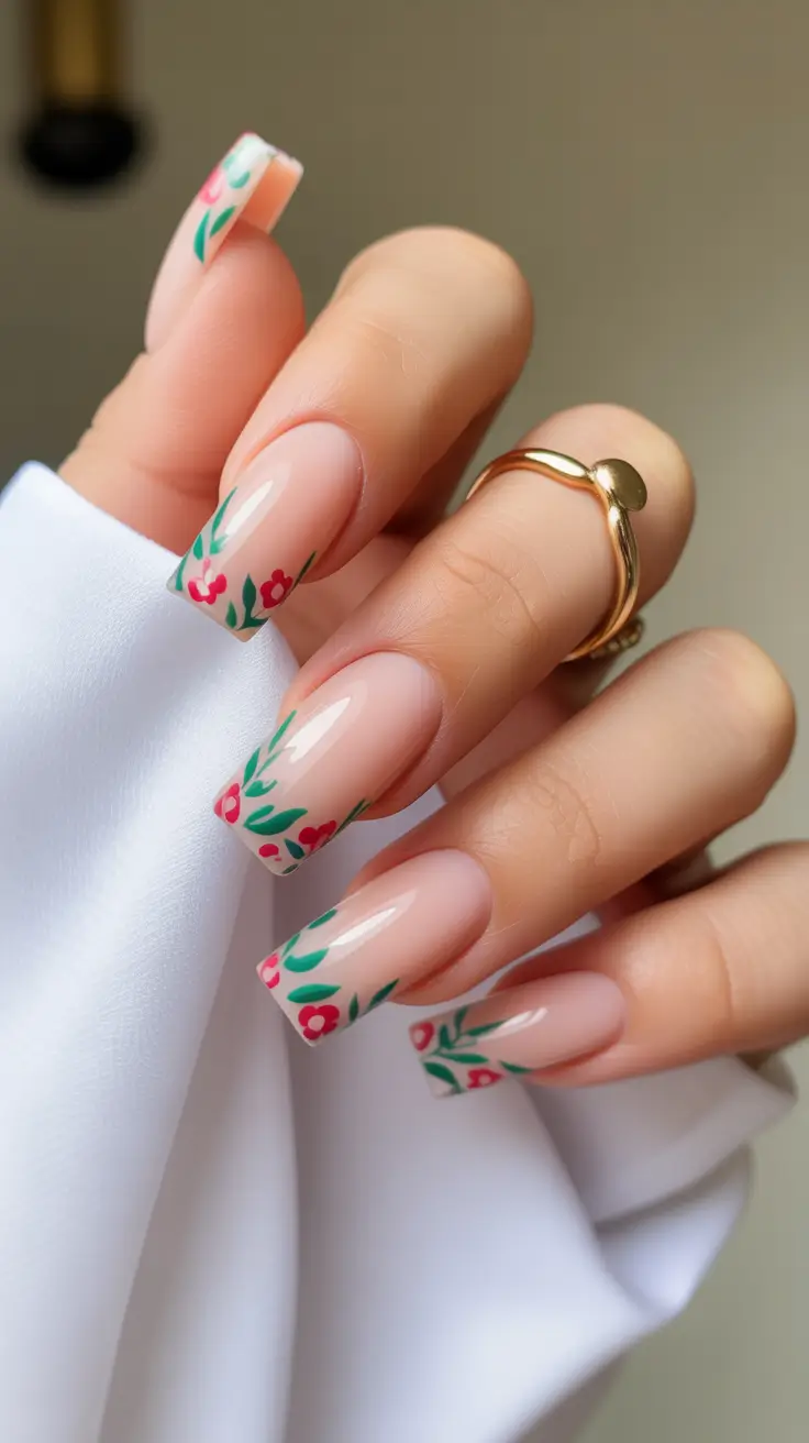 Wedding Nail Designs for Bride 2026 Short Square Floral