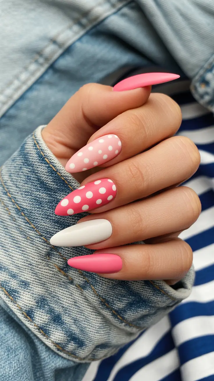 White Nail Designs 2026 Pink Dots