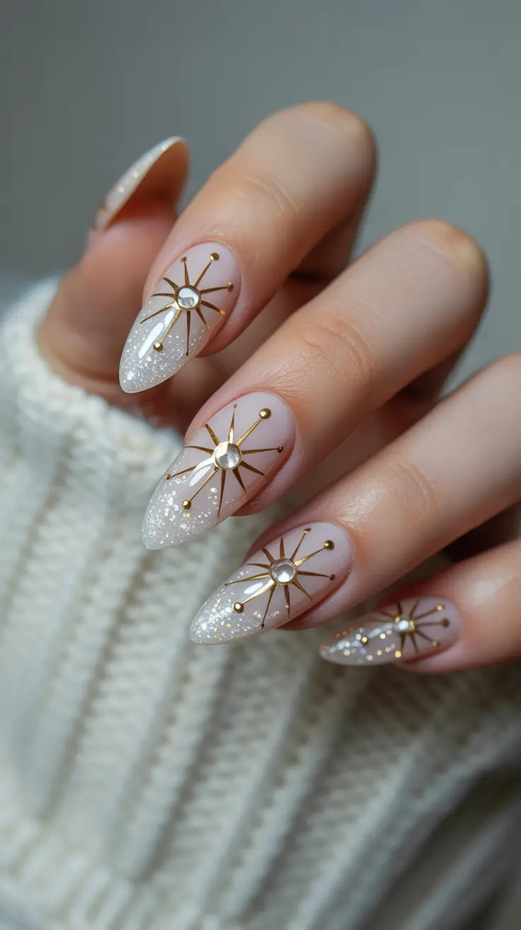 White Nail Designs 2026 Pearly White with Gold Accent Art