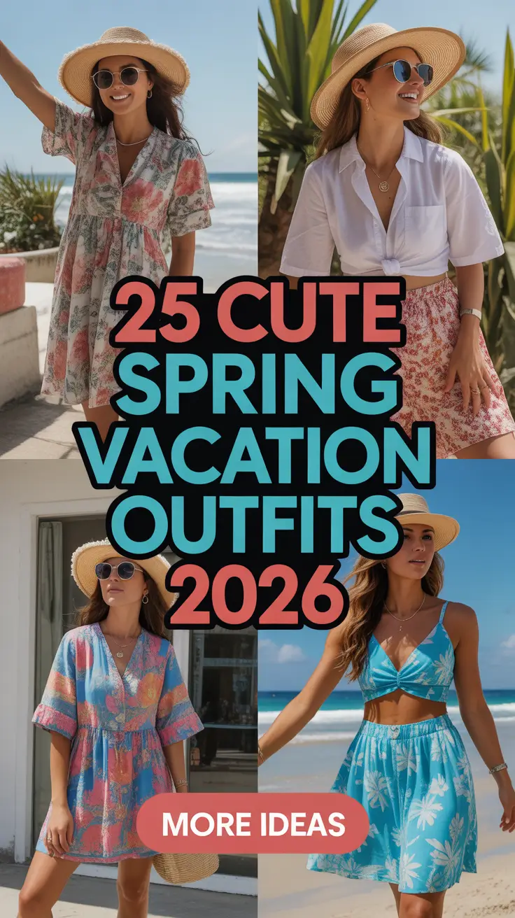 Cute Spring Vacation Outfits 2026 for Women - Casual Europe and Florida Travel Ideas