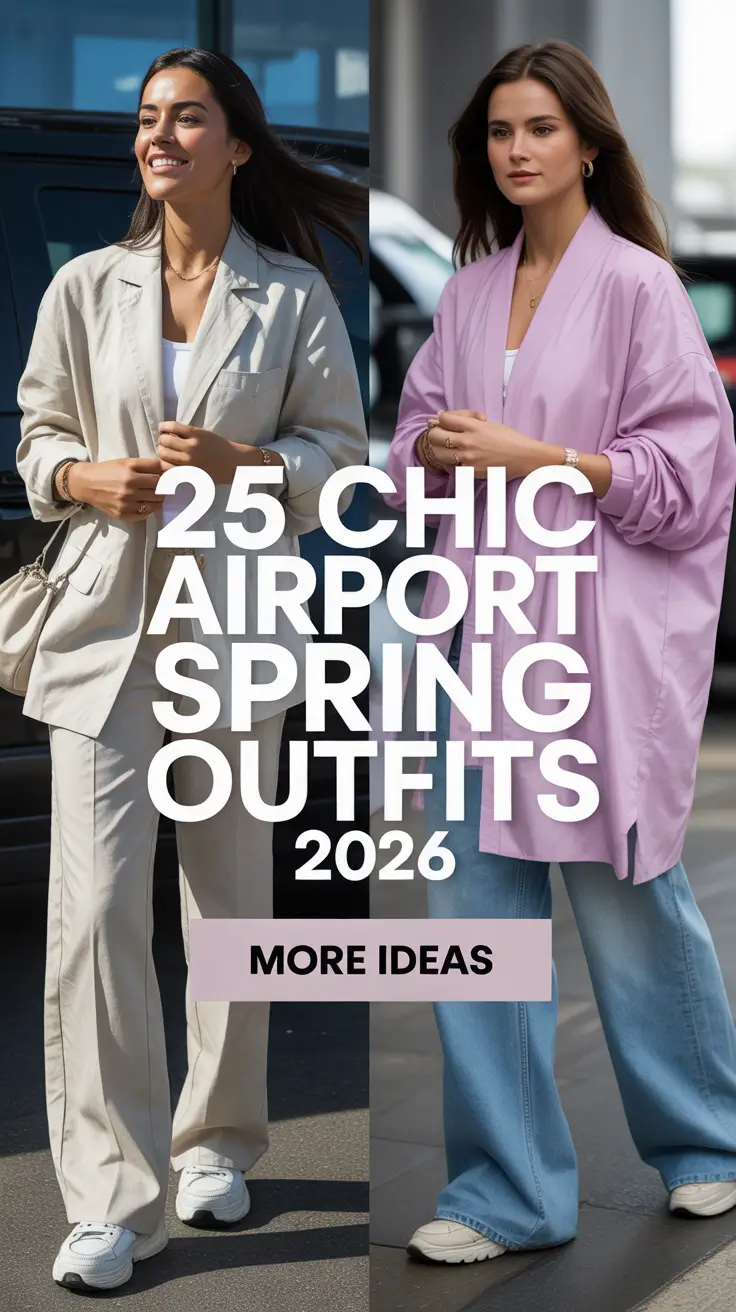 Chic Airport Spring Outfits 2026 - Cute and Comfy Travel Looks for Women