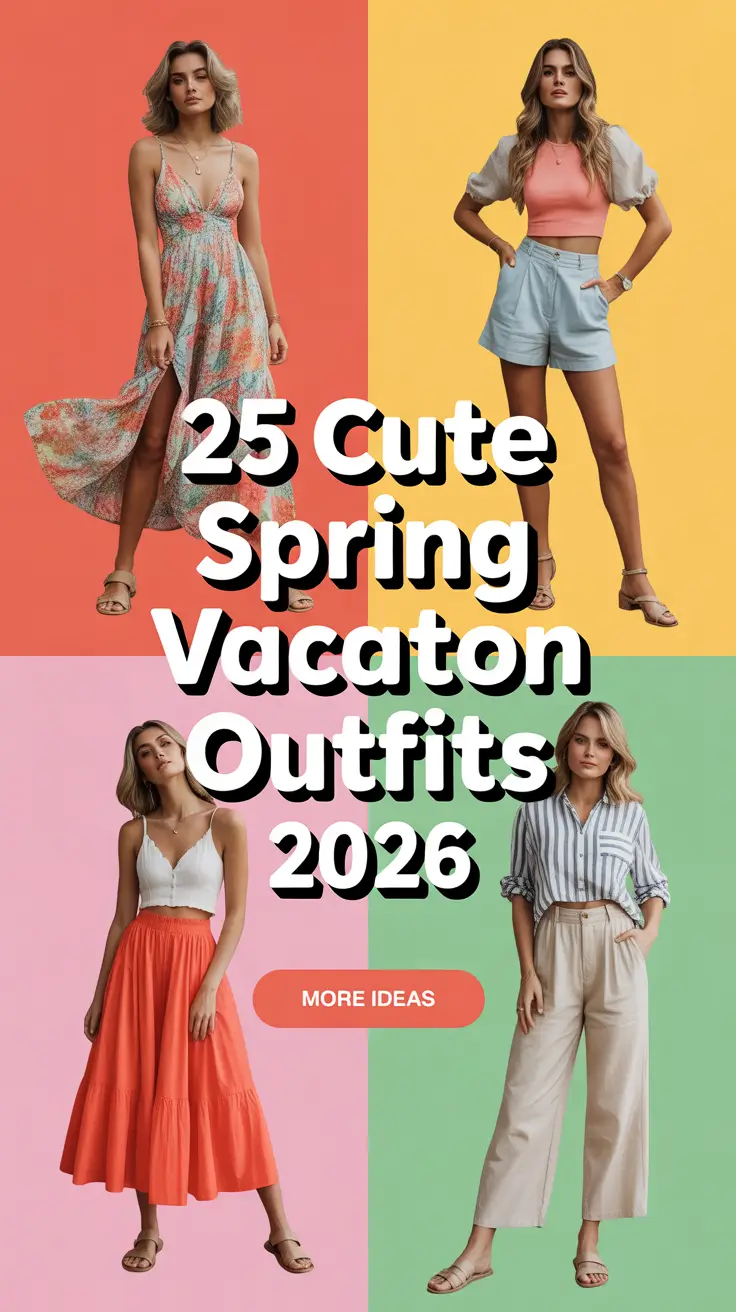 Cute Spring Vacation Outfits 2026 for Women - Casual Europe and Florida Travel Ideas