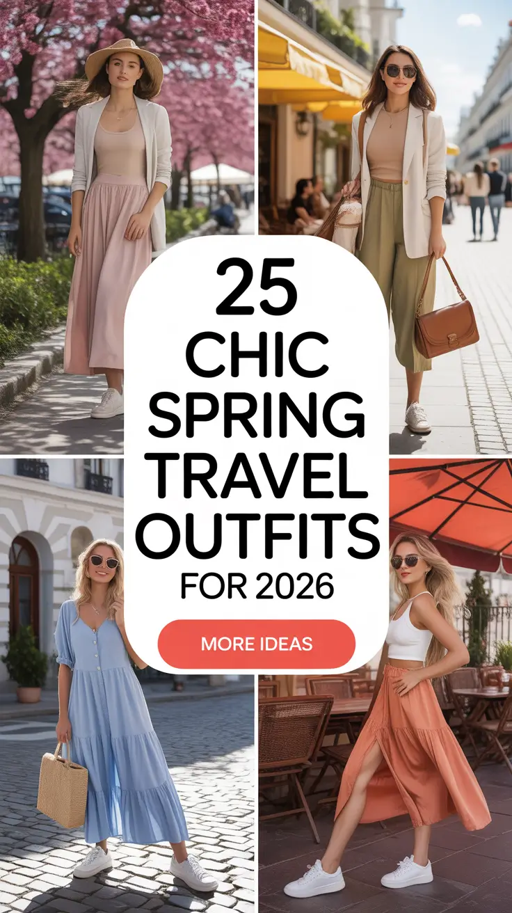 Chic Spring Travel Outfits For 2026 For Women - Cute Casual Comfy Airport Fashion Ideas
