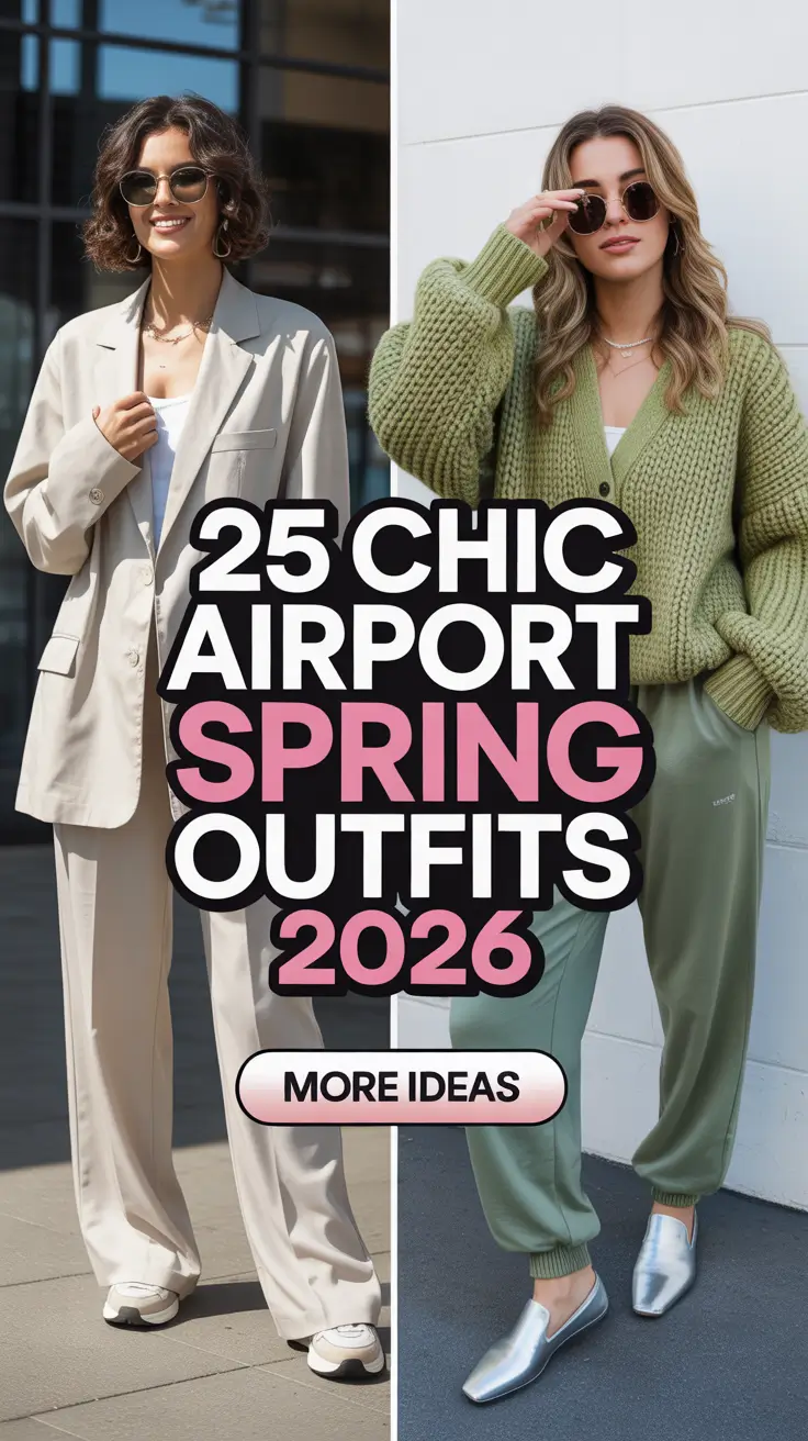 Chic Airport Spring Outfits 2026 - Cute and Comfy Travel Looks for Women