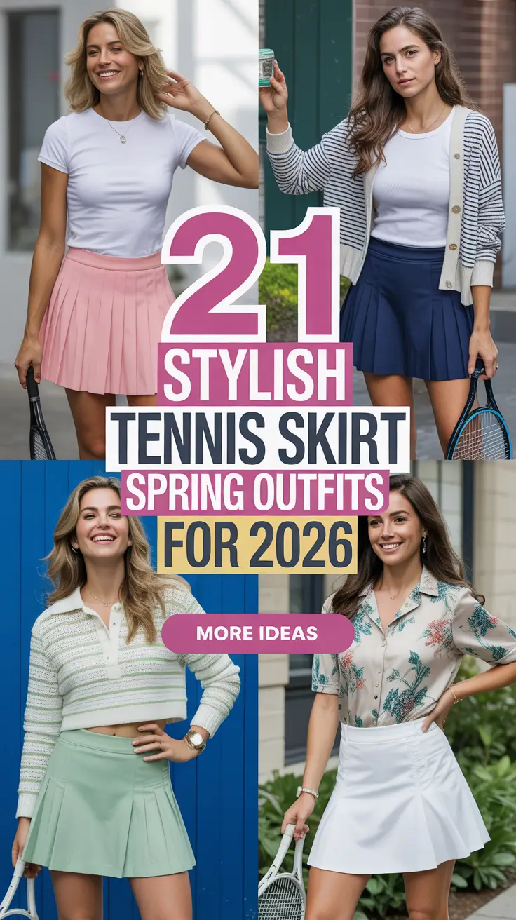 Stylish Tennis Skirt Spring Outfits For 2026