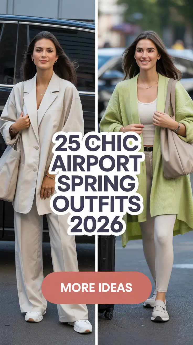 Chic Airport Spring Outfits 2026 - Cute and Comfy Travel Looks for Women