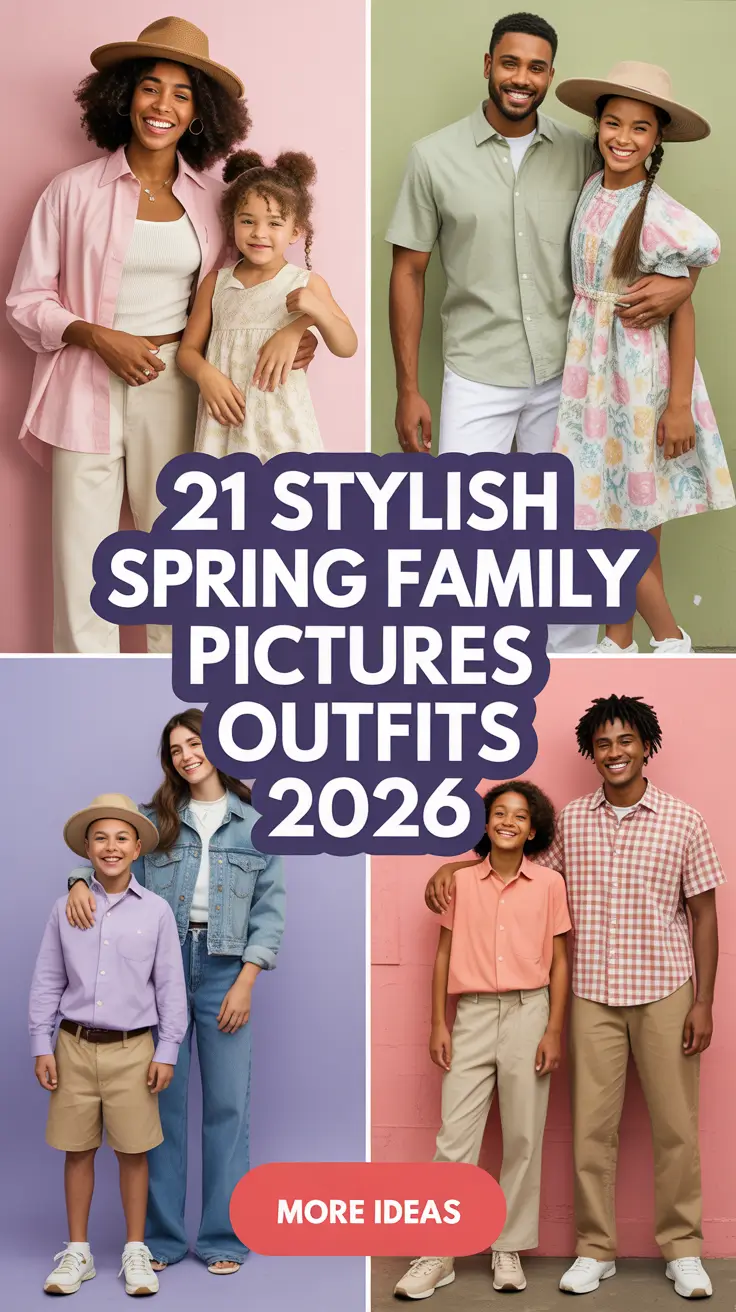 Stylish Spring Family Pictures Outfits 2026 - Casual Outdoor Ideas and Modern Family Photo Style