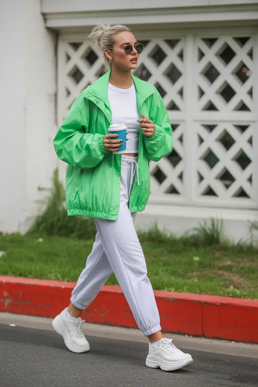 airport spring outfits 2026 Green Windbreakers for Cool Girl Comfort