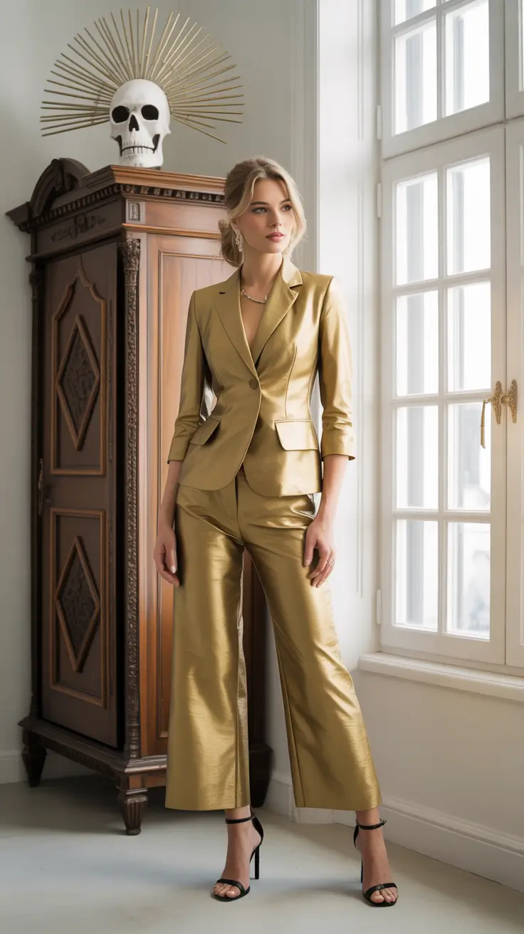 spring going out outfits 2026 Metallic Tailoring for a Statement Exit
