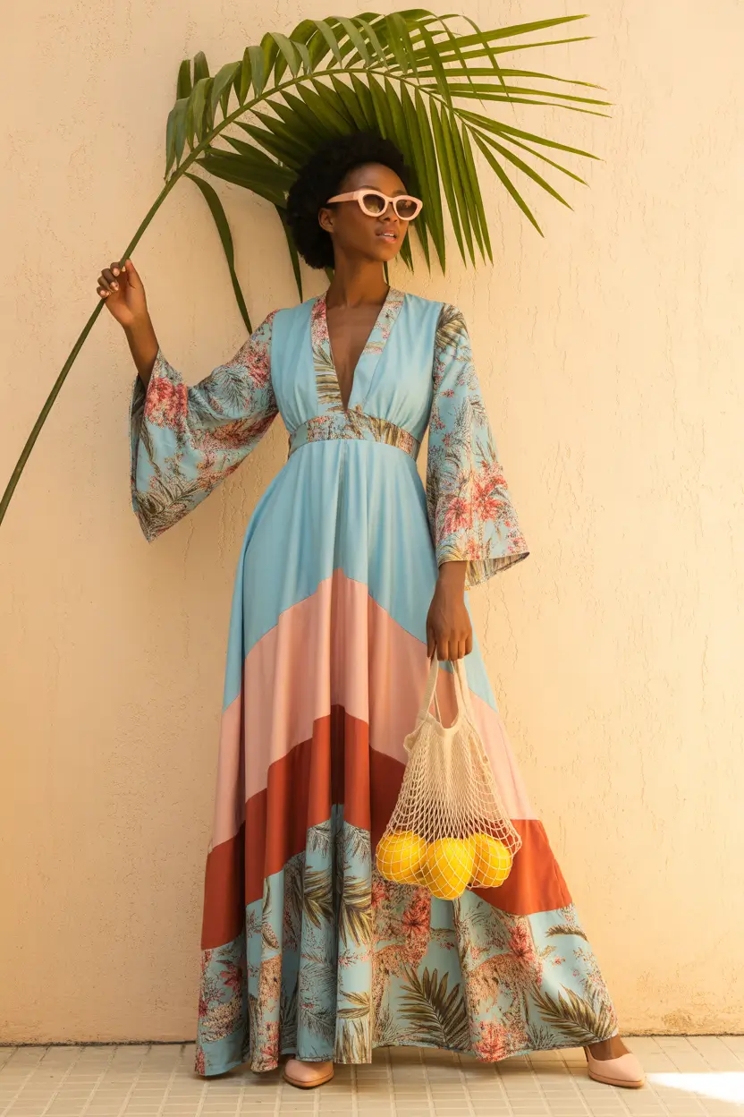spring outfits black women 2026 Pastel Resort Maxi for Brunch Vacation Energy