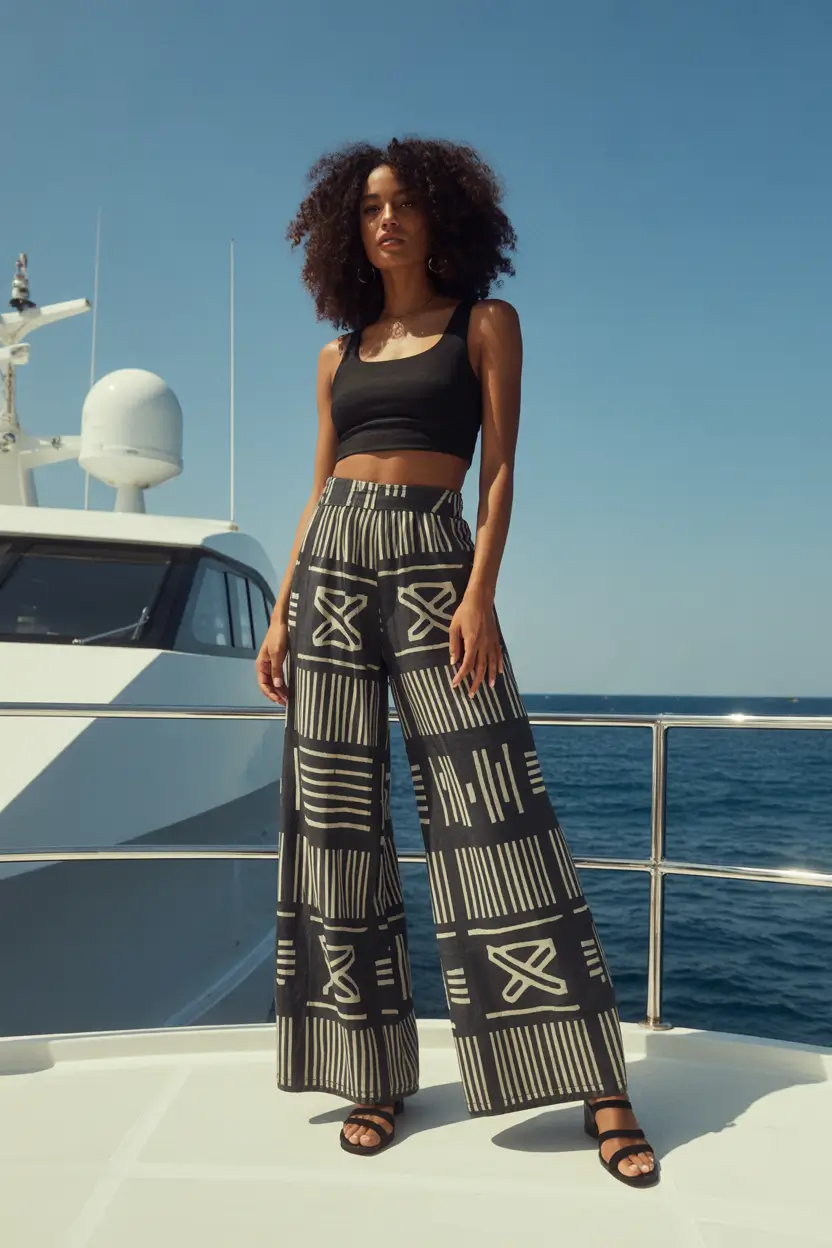spring outfits black women 2026 Resort Chic Wide-Leg Pants for Vacation Energy