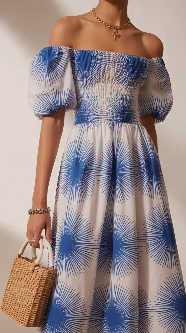 Spring Outfits for Women Over 30 2026 Blue Burst Print for a Chic Spring Escape