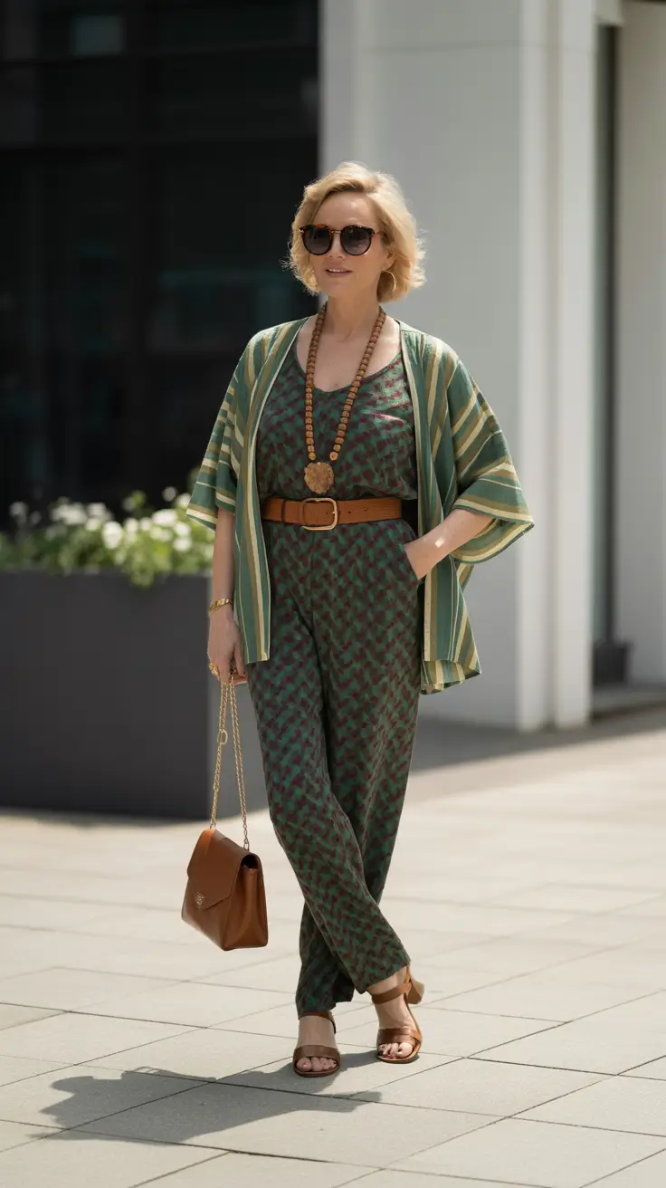 Spring Outfits for Women Over 50 Relaxed Pattern Play with a City Feel