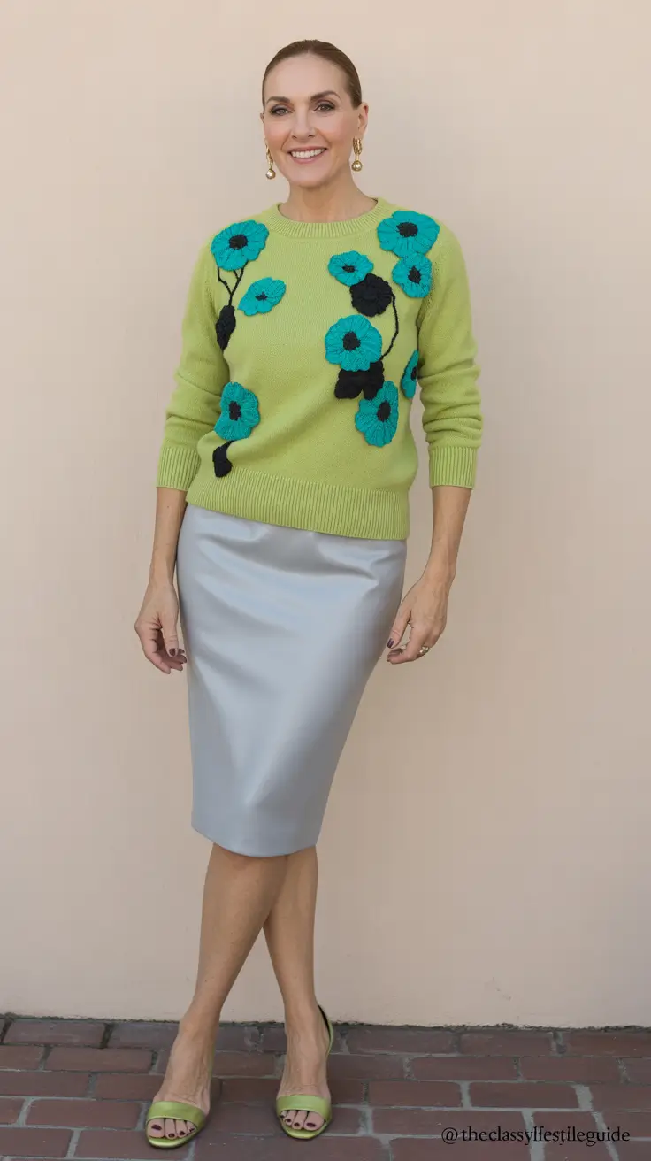 Spring Outfits for Women Over 50 Green Knit