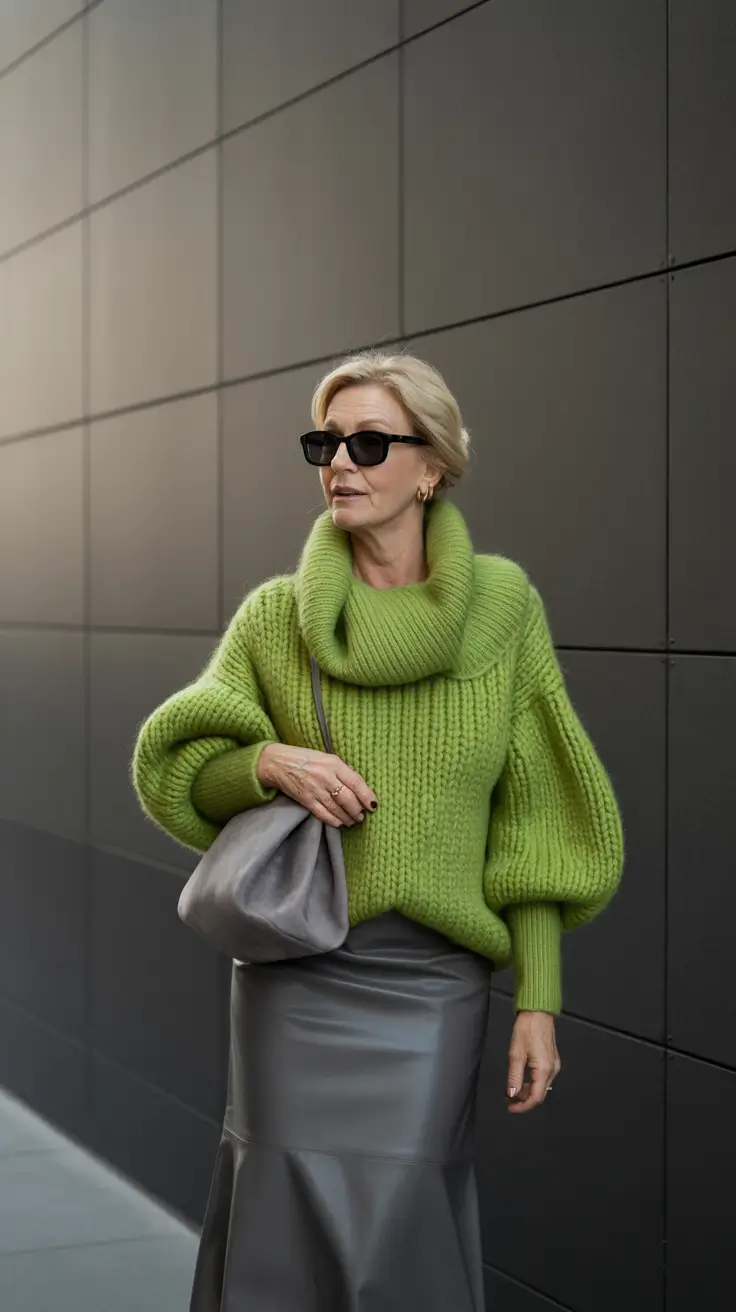 Spring Outfits for Women Over 60 Green Knitwear With Urban Confidence
