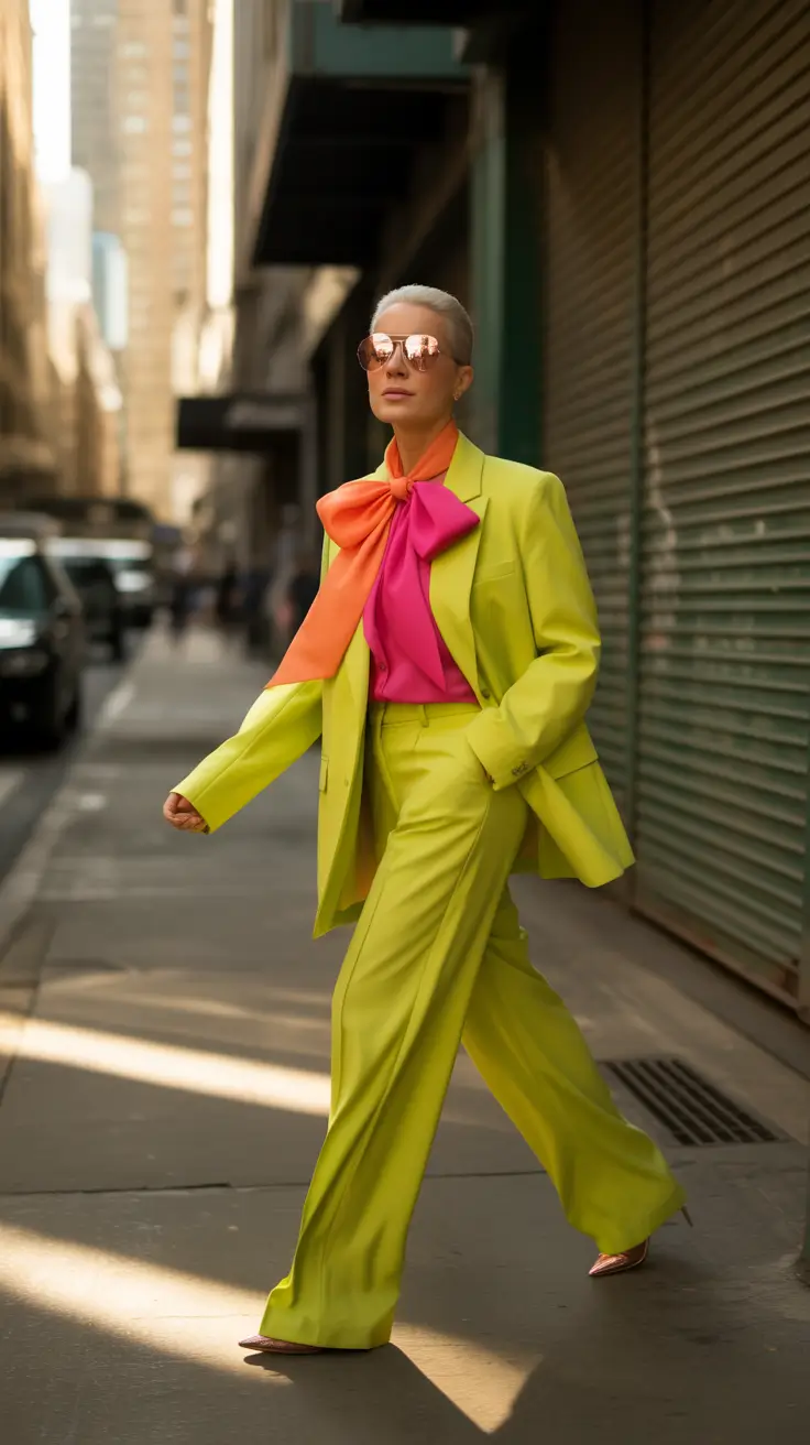 Spring Outfits for Women Over 60 Sharp Color Blocking With a Confident Walk