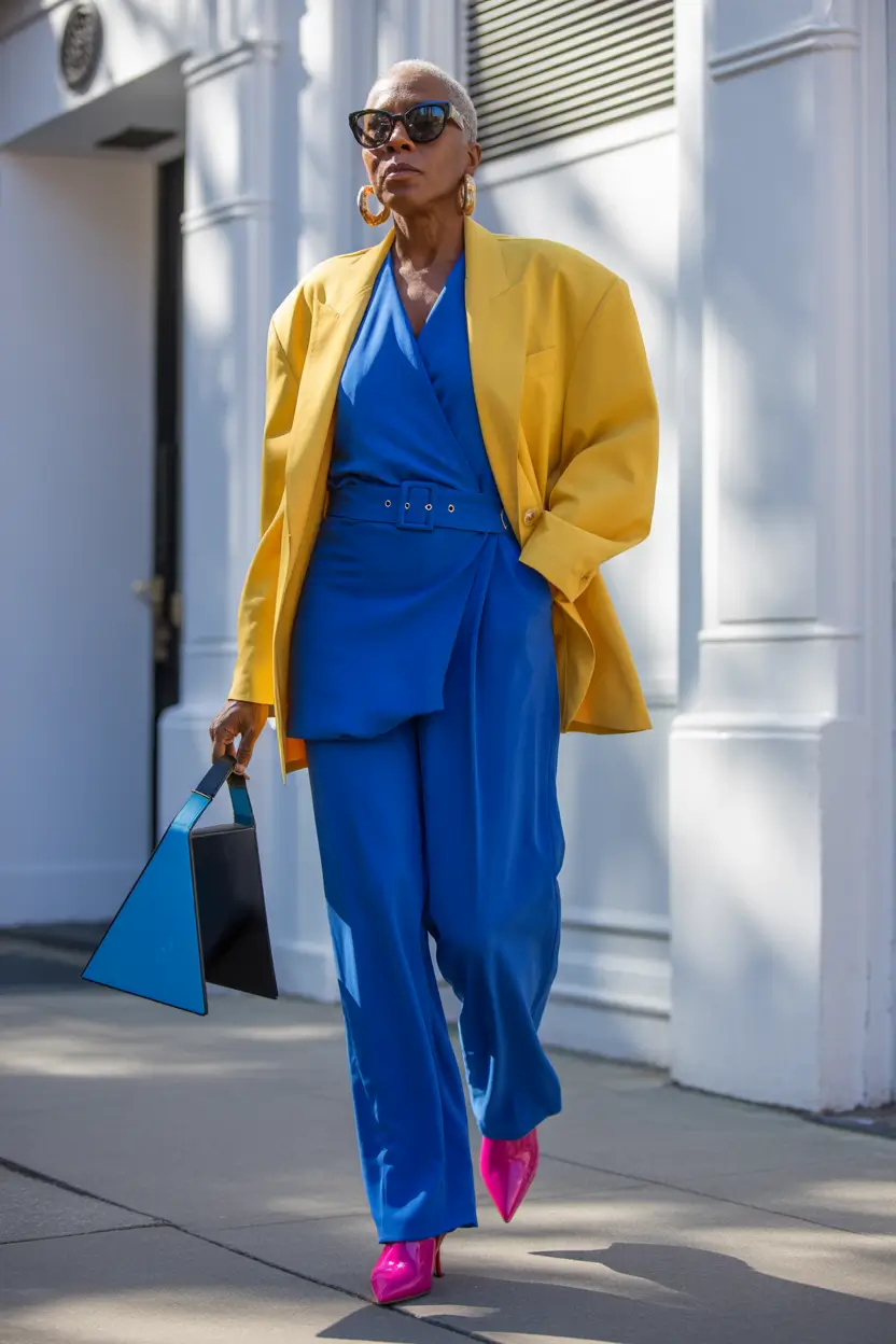 Spring Outfits for Women Over 60 Blue and Yellow Casual Chic