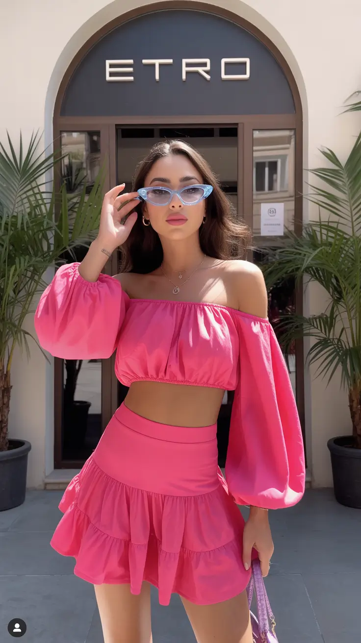spring skirt outfits 2026 Playful Pink with a Confident Edge