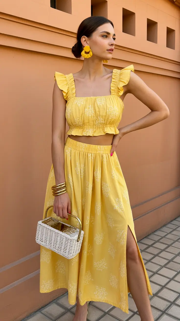 spring skirt outfits 2026 Sunny Yellow Maxi with a Chic Split